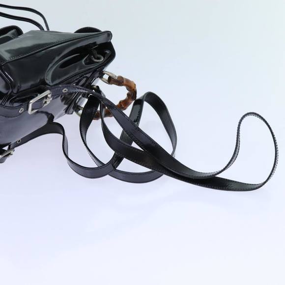 GUCCI Bamboo Backpack Patent leather Black Auth ar11692 - Picture 8 of 16